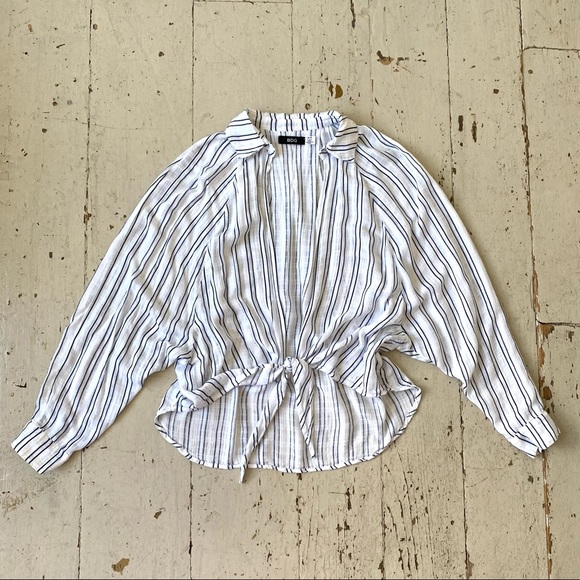 BDG for UO Tie Front Stripe Over Blouse Top - Picture 8 of 12